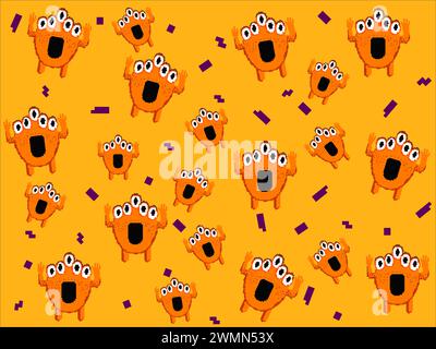 art illustration draw artwork background pixel character icon symbol design concept pattern set of monster alien Stock Vector