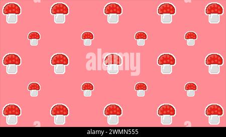 art illustration draw artwork background pixel character icon symbol design concept set of mushroom Stock Vector