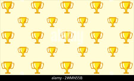 art illustration draw artwork background pixel character icon symbol design concept video game set of trophy champ cup Stock Vector