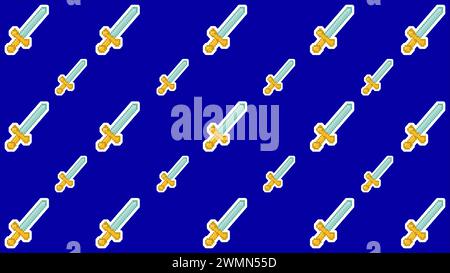 art illustration draw artwork background pixel character icon symbol design concept set of sword warrior Stock Vector