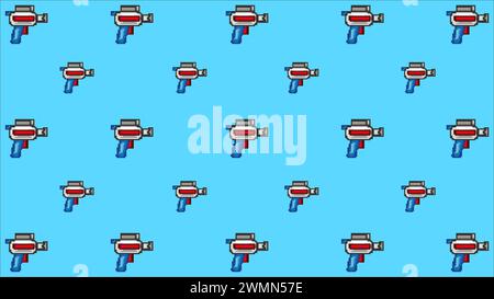 art illustration draw artwork background pixel character icon symbol design concept video game set of gun shoot Stock Vector