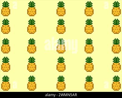 art illustration draw artwork background pixel character icon symbol design pattern fruits concept set of pineapple Stock Vector