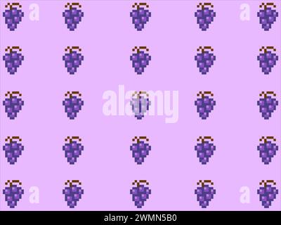 art illustration draw artwork background pixel character icon symbol design pattern fruits concept set of grape Stock Vector