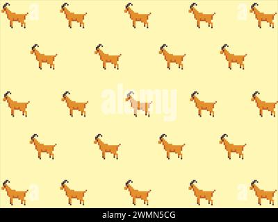 art illustration draw artwork background pixel character icon symbol design concept pattern set of goat animal Stock Vector