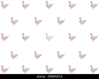 art illustration draw artwork background pixel character icon symbol design concept pattern set of swan animal Stock Vector