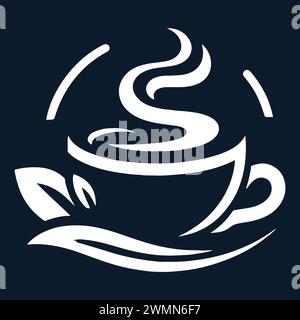This illustration features a single coffee mug filled with a steaming hot beverage, standing out against a clean blue background. Available in various Stock Vector