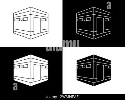 Art illustration design icon logo with silhouette concept symbol of kaaba Stock Vector