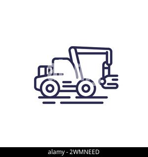 forest harvester line icon, vector Stock Vector