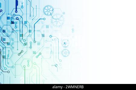 CPU concept. Circuit board. Technology abstract background. Hand drawn vector. Stock Vector