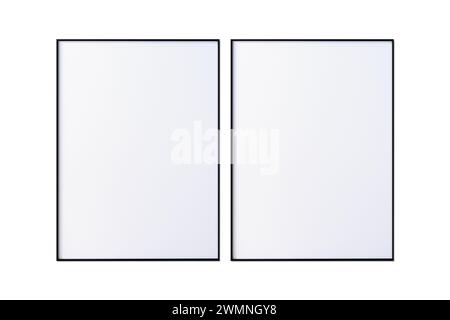 2 Frame mock up isolated on white background, 3d render. Stock Photo