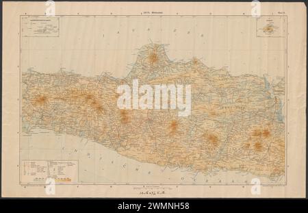 Topographic map of Central Java 1912-1935 Stock Photo