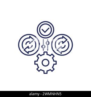 iteration and iterative process line icon, vector Stock Vector