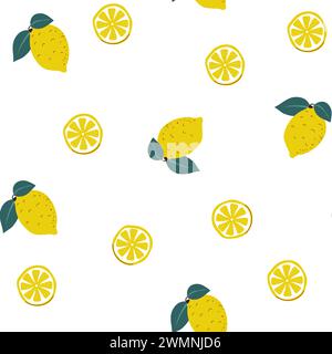 Lemons and Leaves Pattern Stock Vector