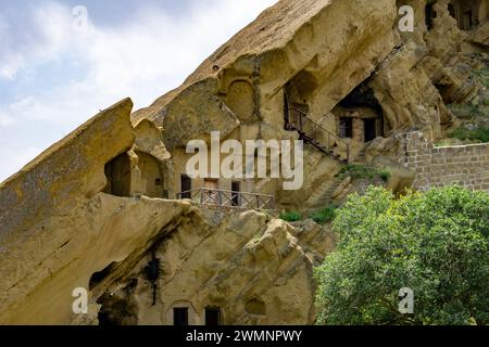 David Gareji is a rock-hewn Georgian Orthodox monastery complex located in the Kakheti region of Eastern Georgia, on the half-desert slopes of Mount G Stock Photo