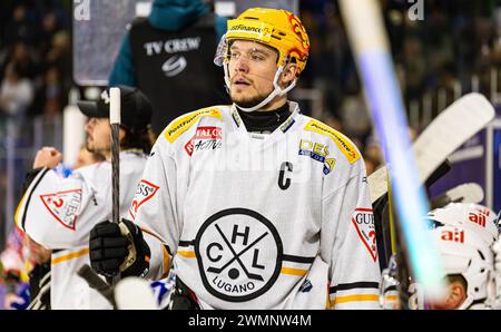 EHC Kloten - HC Lugano, Stimo Arena, National League NL, Regular Season: #97 Calvin Thürkauf, Stürmer und Topskorer HC Lugano. (Kloten, Schweiz, 24.02 Stock Photo