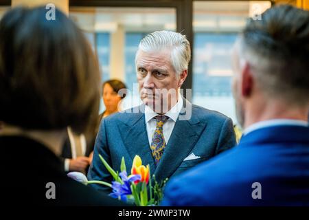 Den Haag, Netherlands. 27th Feb, 2024. King Philippe - Filip of Belgium pictured during a royal visit to the Europol headquarters in The Hague, the Netherlands, Tuesday 27 February 2024. Europol is the European police agency tasked with helping the Member States of the European Union to prevent and combat all forms of serious organised and international crime, cybercrime and terrorism. The visit will explain the agency's work and how it operates, before a meeting with Belgians who work there. BELGA PHOTO JASPER JACOBS Credit: Belga News Agency/Alamy Live News Stock Photo