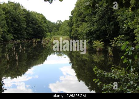 Clouds reflected in Lake Hubertlak Stock Photo