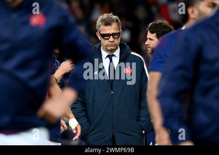 Lille, France. 25th Feb, 2024. © Julien Mattia/Le Pictorium/MAXPPP - Lille 25/02/2024 Julien Mattia/Le Pictorium - 25/02/2024 - France/Nord (Departement)/Lille - Fabien Galthie lors du tournoi des 6 Nations 2024 entre Le XV de France et l'Italie au Stade Pierre Maurroy, (Lille), le 25 Fevrier 2024 - Valeurs ACtuelles out, JDD out, No JDD, RUSSIA OUT, NO RUSSIA #norussia/25/02/2024 - France/Nord (region)/Lille - Fabien Galthie during the 6 Nations 2024 tournament between Le XV de France and Italy at Stade Pierre Maurroy, (Lille), February 25, 2024 Credit: MAXPPP/Alamy Live News Stock Photo