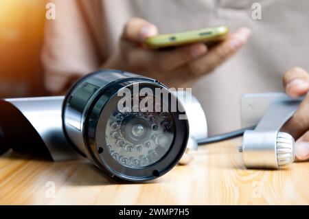 smart home concept and wireless control technology and security, ip camera Stock Photo