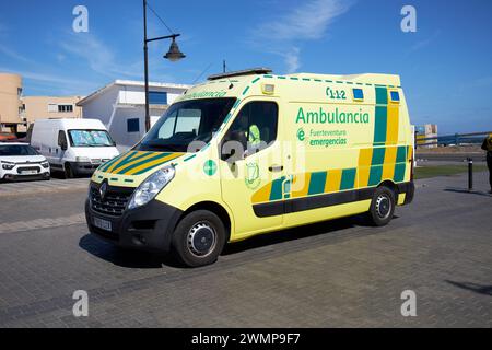 fuerteventura emergency ambulance emergencias ambulancia Corralejo, fuerteventura, Canary Islands, spain Stock Photo