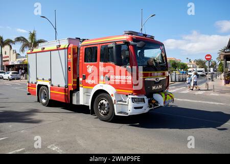 bomberos ayuntamiento de la olivia fire service fire brigade fire engine Corralejo, fuerteventura, Canary Islands, spain Stock Photo