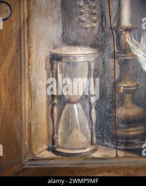 Wall and Wood oil painting, 1855 by Filippo Balbi (1806-1890). Detail of Carthusian monk. National Roman Museum (Baths of Diocletian). Rome. Italy. Stock Photo