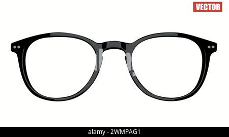 Vector Isolated Illustration of Glasses.  Black glasses frame on a white background Stock Vector