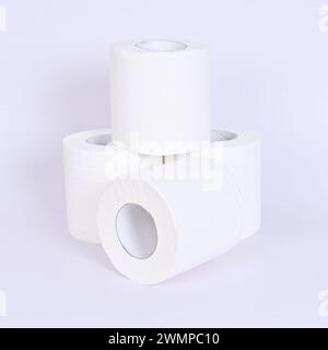 White toilet roll over white background. Toilet Tissue isolated. Stock Photo