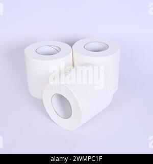 White toilet roll over white background. Toilet Tissue isolated. Stock Photo