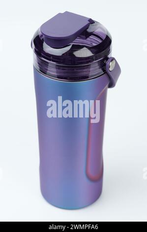 Closed blue shaker bottle isolated on white studio background Stock Photo