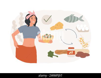 Carb cycling isolated concept vector illustration. Eating habits, weight-loss diet, healthy lifestyle, low-carb and high-carb intake, nutrition plan, balanced meal, carbohydrate vector concept. Stock Vector