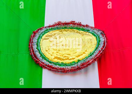 Mexican Flag Green White Red In The Center Of Mexico City In Mexico. Stock Photo