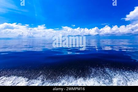 Boat Trip Tour From Cancun To Island Mujeres Isla Contoy And Whale Shark Tour With Natural Tropical Seascape Panorama And Blue Turquoise Clear Water A Stock Photo