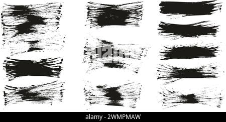 Hand Drawn Flat Fan Brush Thin Long Background High Detail Abstract Vector Background MEGA Set Stock Vector