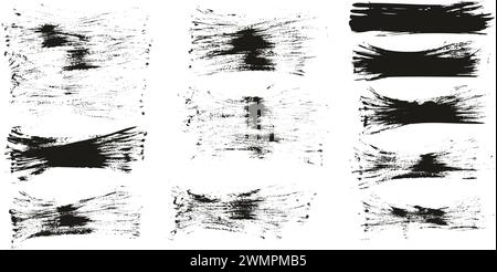 Hand Drawn Flat Fan Brush Thin Long Background High Detail Abstract Vector Background MEGA Set Stock Vector
