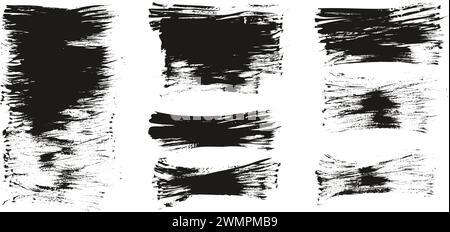 Hand Drawn Flat Fan Brush Thin Long Background High Detail Abstract Vector Background MEGA Set Stock Vector