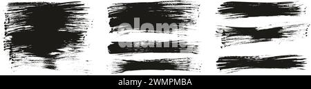 Hand Drawn Flat Fan Brush Thin Long Background High Detail Abstract Vector Background MEGA Set Stock Vector
