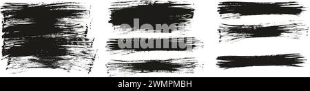 Hand Drawn Flat Fan Brush Thin Long Background High Detail Abstract Vector Background MEGA Set Stock Vector