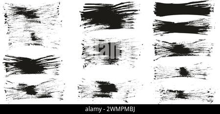 Hand Drawn Flat Fan Brush Thin Long Background High Detail Abstract Vector Background MEGA Set Stock Vector