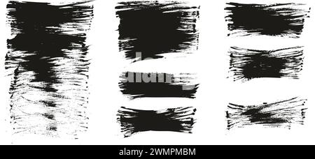 Hand Drawn Flat Fan Brush Thin Long Background High Detail Abstract Vector Background MEGA Set Stock Vector