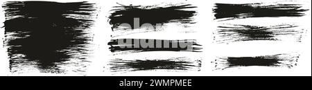 Hand Drawn Flat Fan Brush Thin Long Background High Detail Abstract Vector Background MEGA Set Stock Vector