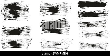 Hand Drawn Flat Fan Brush Thin Long Background High Detail Abstract Vector Background MEGA Set Stock Vector