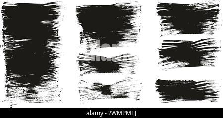 Hand Drawn Flat Fan Brush Thin Long Background High Detail Abstract Vector Background MEGA Set Stock Vector