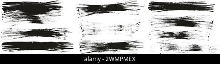 Hand Drawn Flat Fan Brush Thin Long Background High Detail Abstract Vector Background MEGA Set Stock Vector