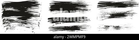 Hand Drawn Flat Fan Brush Thin Long Background High Detail Abstract Vector Background MEGA Set Stock Vector