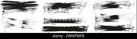 Hand Drawn Flat Fan Brush Thin Long Background High Detail Abstract Vector Background MEGA Set Stock Vector