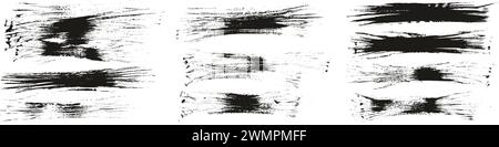 Hand Drawn Flat Fan Brush Thin Long Background High Detail Abstract Vector Background MEGA Set Stock Vector