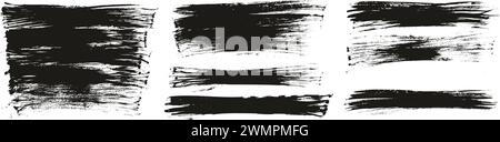 Hand Drawn Flat Fan Brush Thin Long Background High Detail Abstract Vector Background MEGA Set Stock Vector