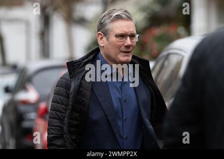 London, UK. 22nd Feb, 2024. Leader of the Labour Party Keir Starmer leaves his home in London. Last night, Starmer personally convinced Speaker Lindsay Hoyle to select Labour's motion on a ceasefire in Gaza after facing a major rebellion from his MPs. (Credit Image: © Tejas Sandhu/SOPA Images via ZUMA Press Wire) EDITORIAL USAGE ONLY! Not for Commercial USAGE! Stock Photo