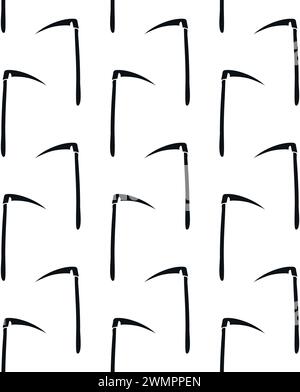 Vector seamless pattern of hand drawn doodle sketch Scythe silhouette isolated on white background Stock Vector